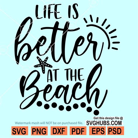 Download Free Life is better at the beach - hand drawn lettered cut file Commercial Use